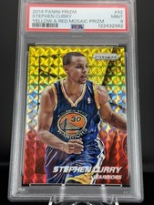 Panini Prizm 2014-15 Stephen Curry #92 Yellow & Red Mosaic Prizm PSA 9 picture