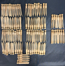VTG Wooden Clothespins Round Head Bulk Lot 98 Rustic Farmhouse Decor Craft Pegs picture