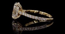 5ct Oval Lab Grown Diamond Ring 14K Yellow Gold Pave E VVS2 IGI picture