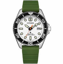Citizen Promaster Dive Eco-Drive Diver 200m Quartz White Dial Green Strap Date picture