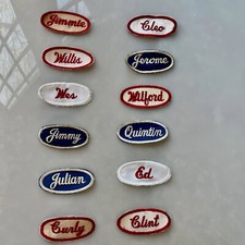 Embroidered Vintage Name Tag Patch for Work Shirt Uniform Red and Blue selection picture