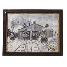 Bill Paxton Claremont Junction Circa 1951 Boston Maine Railroad Oil Painting picture