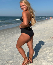 Blonde in Black Back Tied Bikini Top High Waisted Bottoms Bikini Art/344895660 picture