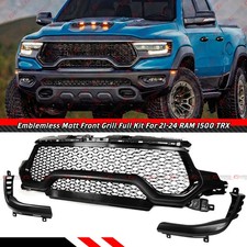 For 21-24 RAM 1500 TRX Emblemless Matte Black Front Upper Grille Replacement Kit picture
