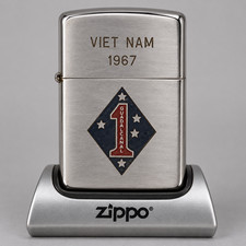 Vintage 1967 Zippo Vietnam Guadalcanal Emblem Map Military Lighter picture