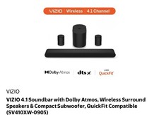 VIZIO 4.1 Soundbar with Dolby Atmos, Wireless Surround Speakers & Compact... picture