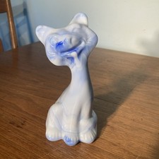 Fenton Cobalt Blue Milk Glass 6” Winking Alley Cat Rare 2003 FAGCA Special Order picture