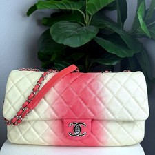 Authentic Chanel Classic Flap Medium Quilted Caviar Ombré Pink Coral Beige Bag picture