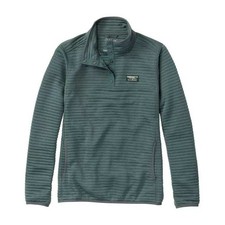 L.L.Bean Airlight Knit Pullover Women XL Green Snap Mock Neck Ribbed Gorpcore picture