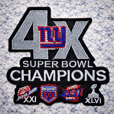 NYG GIANTS 4X SUPER BOWL CHAMPIONS NFL EMBROIDERED IRON ON PATCH 3.5