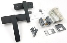 Emtek Stretto Flat Black 1.5 x 5 Non-Keyed Thumbturn Privacy Set w/Dumont Levers picture