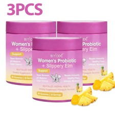 3PCS Feminine Vaginal Probiotic Gummies Slippery Elm pH Balance 60 Count picture