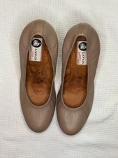 Lanvin Paris Ballerina Wedge Heels EU 37 Women Taupe Leather picture