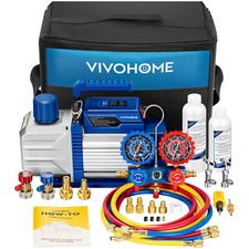 1/2HP 5CFM AC Vacuum Pump Kit w/ Manifold Gauge Set R134a R1234yf HVAC Service picture