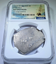 NGC 1668-1682 Joanna Shipwreck Mexico 8 Reales Antique 1600's Spanish Cob Coin picture