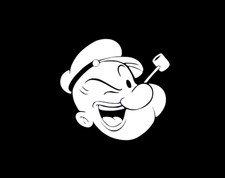 Popeye WHITE vinyl decal for car windows weatherproof 3.5 x 3.7