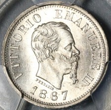 1867-M PCGS MS 64 Italy 50 Centesimi Silver Milan Mint State Coin (21020102C) picture