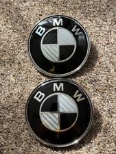 ✅️Front Hood Rear Trunk Emblem Carbon Fibre Style Badge 82mm + 74mm Fit For BMW picture