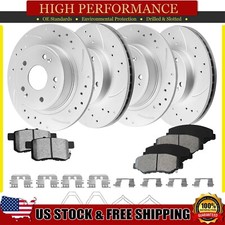 282mm Front Rear Drilled Rotors Brake Pads for 2008-2015 2016 2017 Honda Accord picture