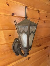 Antique Early 1900s Original Gothic Mission Arts Large Cast Iron Light Sconce picture