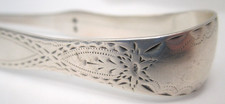 Antique Engraved Schofield George III 1820 Sterling Silver Tongs MINT  No Mono picture
