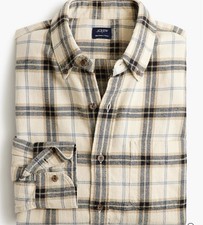J Crew $98 Brushed Twill Button Plaid Flannel Shirt Men’s Medium SEE DESCRIPTION picture