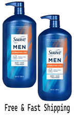 Suave Men 3-in-1 Body Hair & Face Wash Hydrating Glycerin Vitamin E 30 oz picture