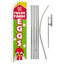 Farm Fresh Eggs Swooper Flutter Feather Advertising Flag & Pole Kit picture