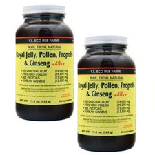 Y.S. Eco Bee Farms Royal Jelly Pollen Propolis Ginseng Honey 19.5 oz 2 Pack picture