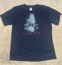 VTG Y2K Blood Oath Band Shirt Emo Rock Mens L Black Concert heavy cotton rare picture