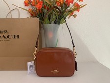 NWT Coach CEA02 Mini Carey Crossbody Bag Shinny Smooth Leather in Cinnamon picture