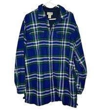 L L Bean Mens Plaid Shacket Heavy Thick Fleece Workwear Chore Ranch Barn Country picture
