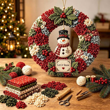 3D Fabric Poke Wreath DIY Kit, Christmas Wreath DIY Kits for Adults (Snowman) picture