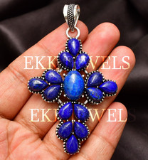 Natural Lapis Lazuli Gemstone 925 Sterling Silver Handmade Jewelry Pendant 2.80