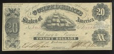 Confederate States CSA Civil War $20 July 25, 1861 D-D T-9 PF-13 CR-32 picture