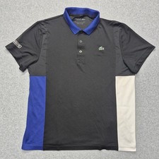 Lacoste Sport Polo Shirt Mens XL Black Blue White Colorblock Performance picture