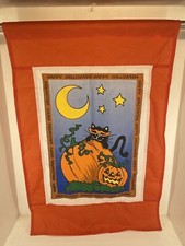 Vintage Streakers 40” Halloween Black Cat  Pumpkin House Flag Banner picture