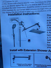 Matte Black Square Rain + Handheld Shower Set w/ Hose Arm, Flow Restrictor picture