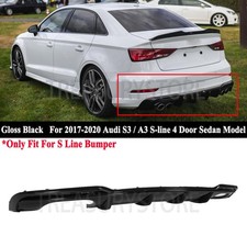 For Audi S3 A3 SLINE RS3 2017-2020 Gloss Black Rear Bumper Diffuser Lip Spoiler picture