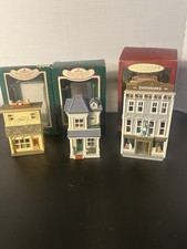 Vintage Hallmark Keepsake Ornament Lot 1985 1987 1993 Houses Shops w/ Boxes picture
