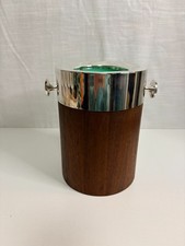 Vintage Towle 4142 Teak & Silverplate Wine Cooler / Champagne Bucket - MCM picture