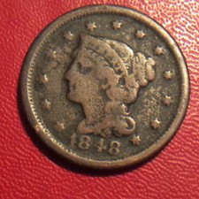 1848 BRAIDED HAIR LARGE CENT   I-967 picture