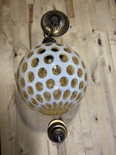 Vintage Fenton Opalescent Honeysuckle Coin-dot Hanging Swag Lamp Light Globe 10” picture