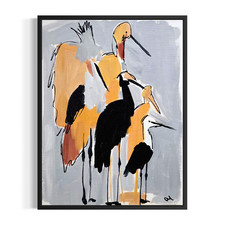 Original Sand Piper Birds Abstract 11x14 Acrylic Painting Signed Bold Wall Art picture