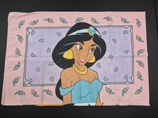 Vintage 90s Disney Aladdin Princess Jasmine Rajah Reversible Pillowcase Pink HTF picture