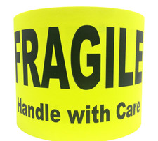 Shipping Labels- 4x6 Yellow Fragile Handle With Care 250 Each, 1-12 Rolls picture
