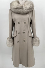 VTG 70s The American Way With Wool Princess Coat Womens S Fox Fur Collar Cuffs picture