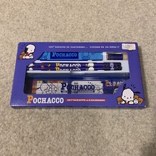 Sanrio Pochacco Dog 5 Pcs Stationery Box Set Pencil Case Ruler Rare Vintage 1996 picture