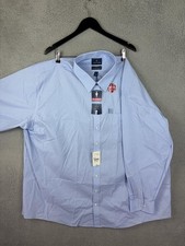 Stafford Dress Shirt Mens 20 36-37 Oxford Blue Travel Stretch Non Iron Big New picture