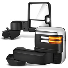 Fit 19-25 Chevy Silverado 1500 LTD Chrome Tow Mirrors w/ Blind Spot Monitoring picture